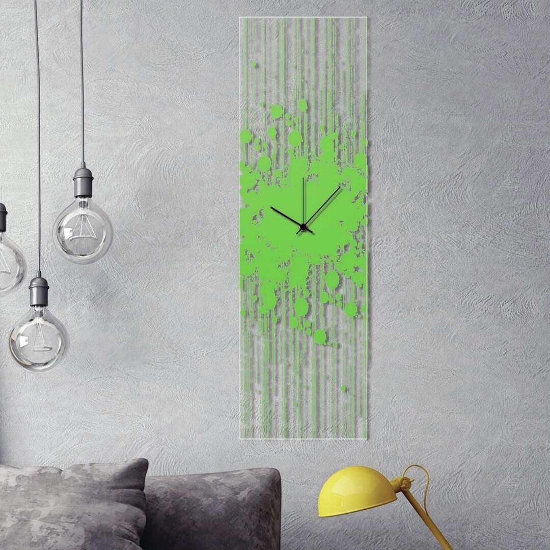 Green modern rectangular wall clock
