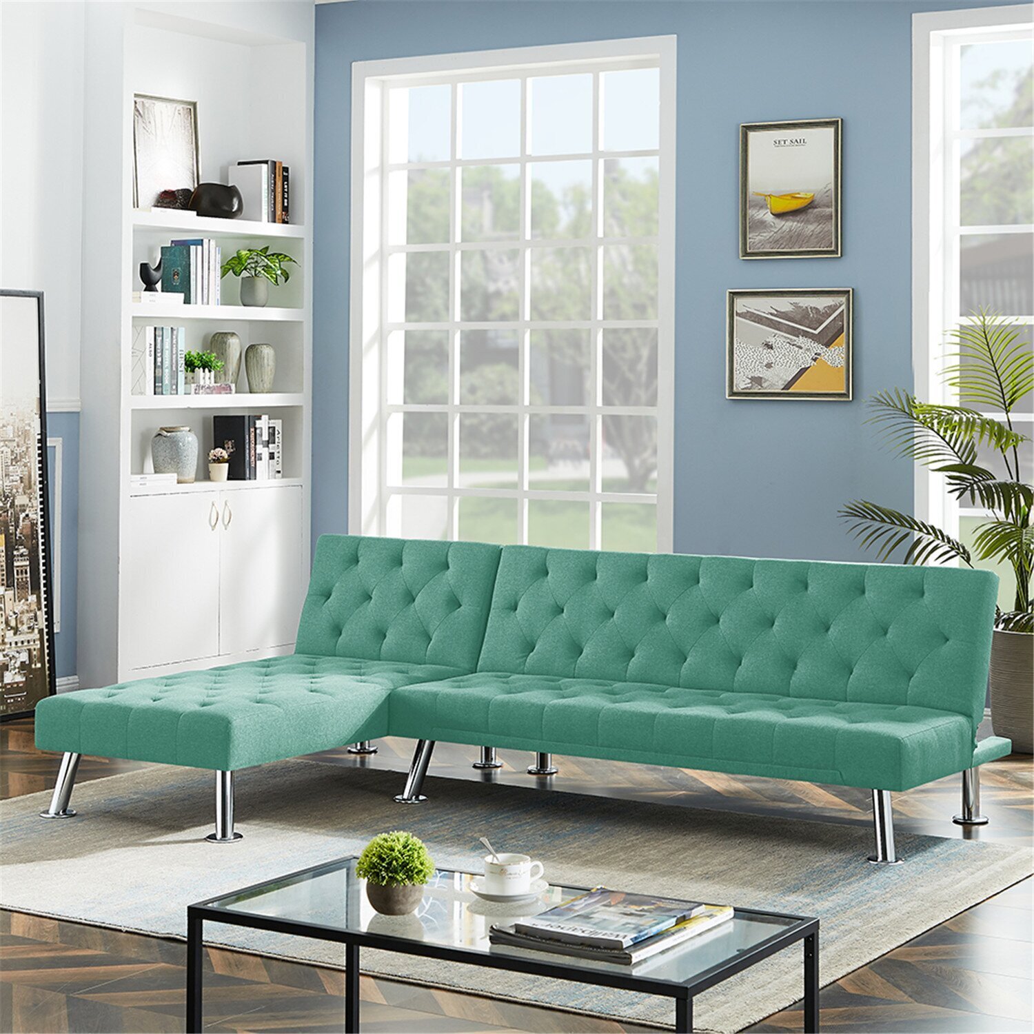 Green Recliner Couch with Chaise
