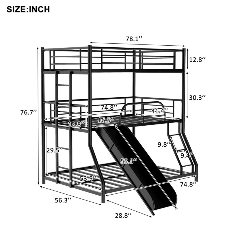 Gretchine Twin Over Twin Over Full Triple / Quad Bunk Bed by Isabelle & Max™