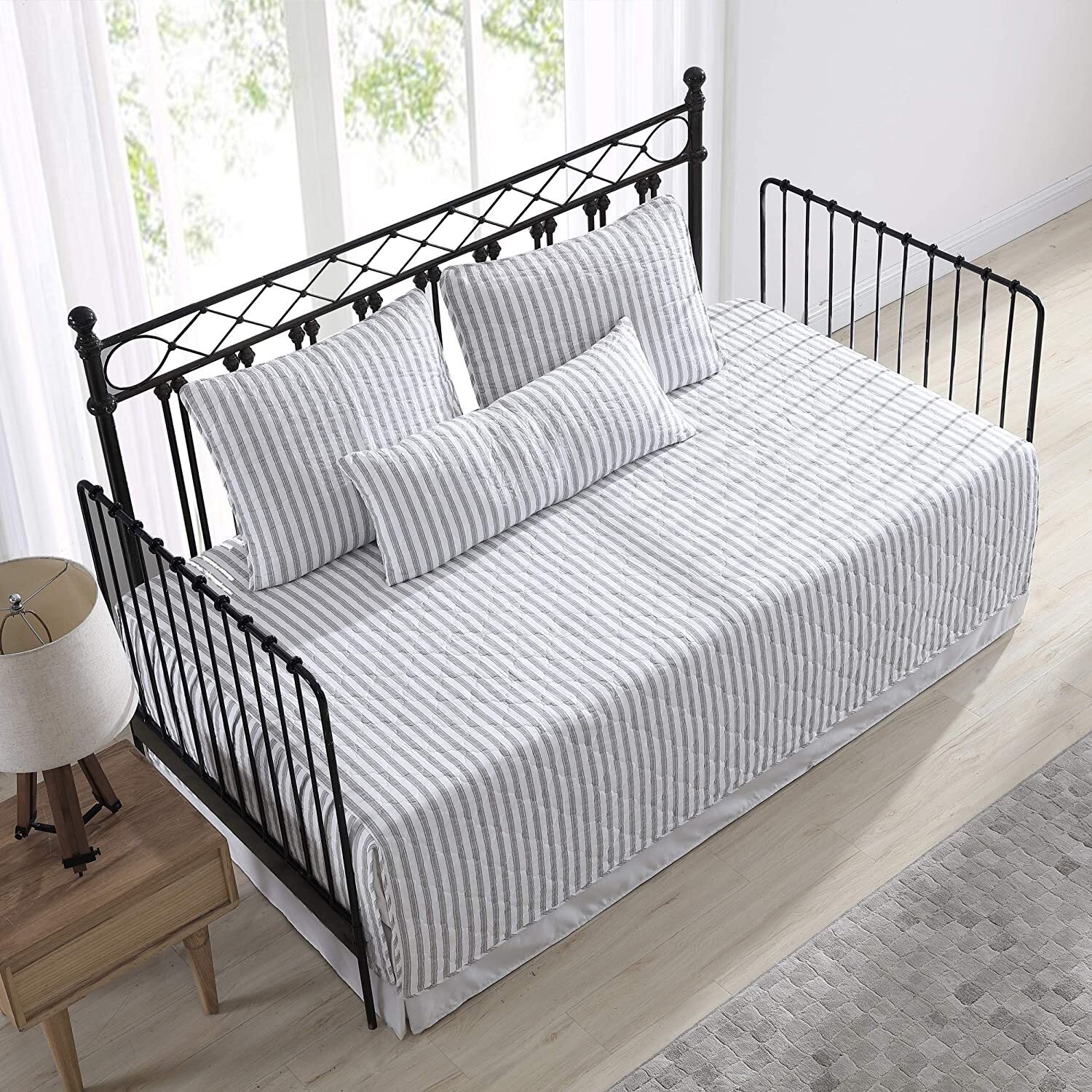 Grey Striped Daybed Set