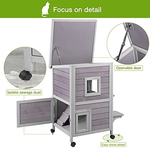 GUTINNEEN Feral Cat House with Escape Door Outdoor Enclosure Weatherproof Kitty Shelter