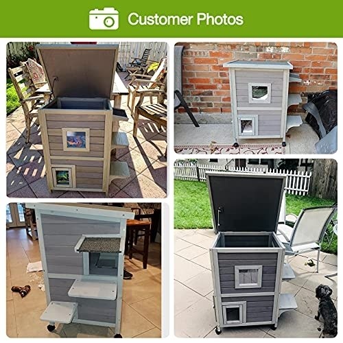 GUTINNEEN Feral Cat House with Escape Door Outdoor Enclosure Weatherproof Kitty Shelter