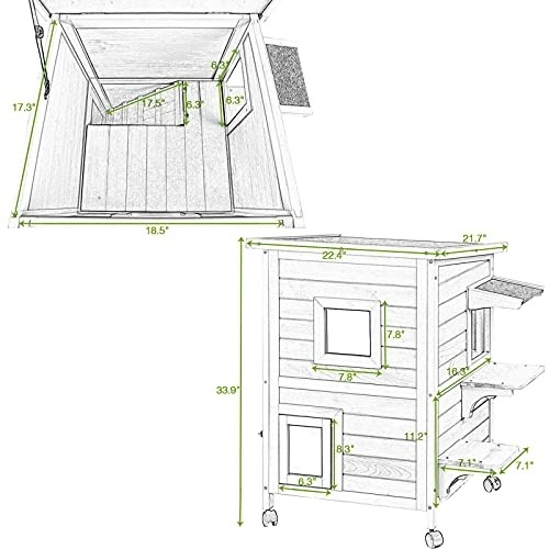 GUTINNEEN Feral Cat House with Escape Door Outdoor Enclosure Weatherproof Kitty Shelter