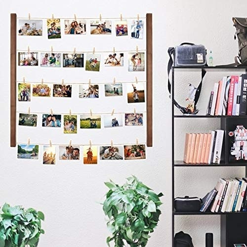 Halcent Wall Picture Photo Frame Collage for Picture Display, Wood Decor Wall Photo Display Frame with 30 Clips Multi Rustic Picture Frame 26 x 29 Inch