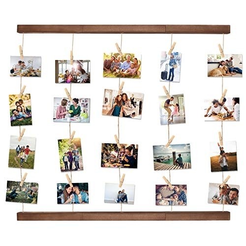 Halcent Wall Picture Photo Frame Collage for Picture Display, Wood Decor Wall Photo Display Frame with 30 Clips Multi Rustic Picture Frame 26 x 29 Inch
