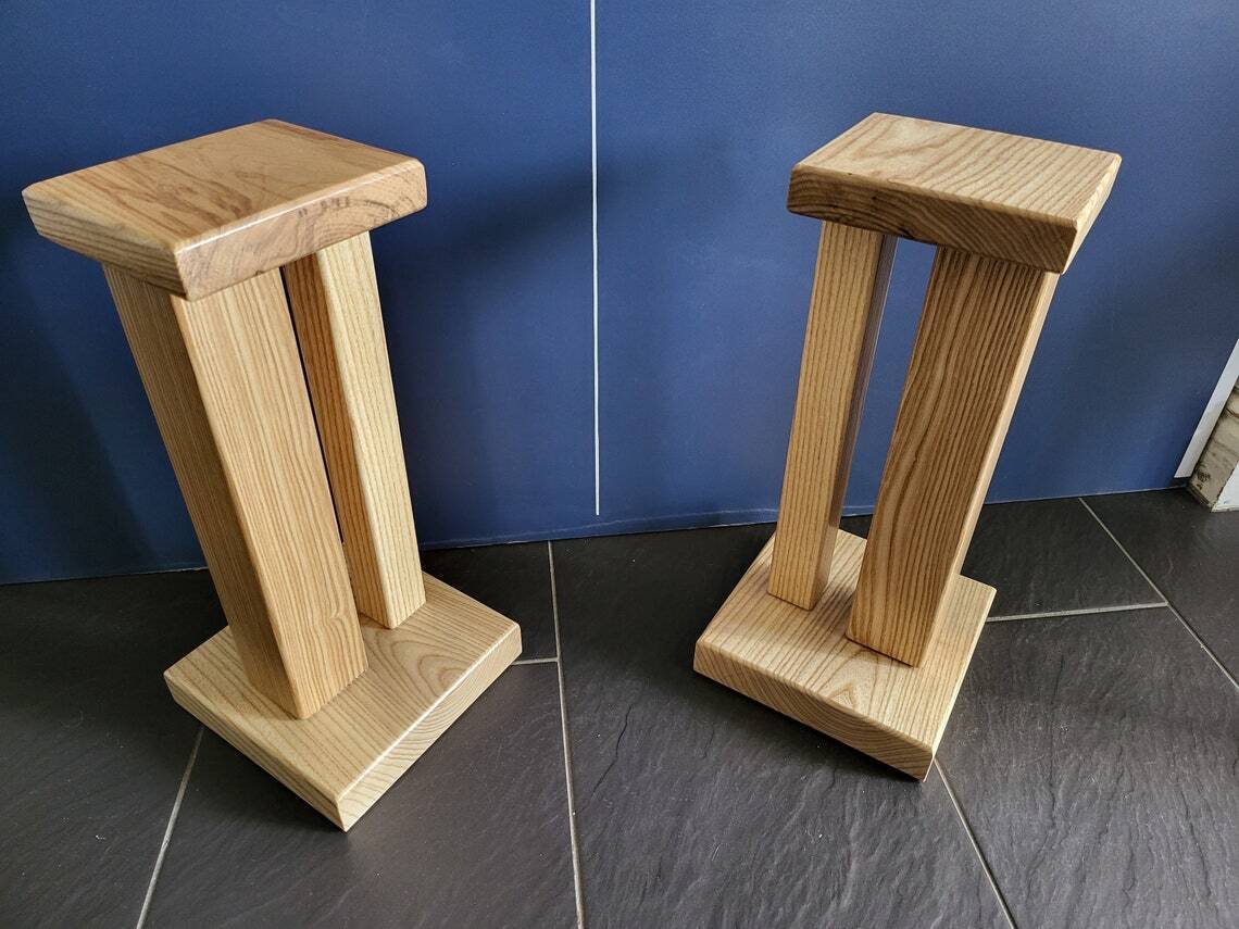Handmade Natural Solid Wood Speaker Stands 
