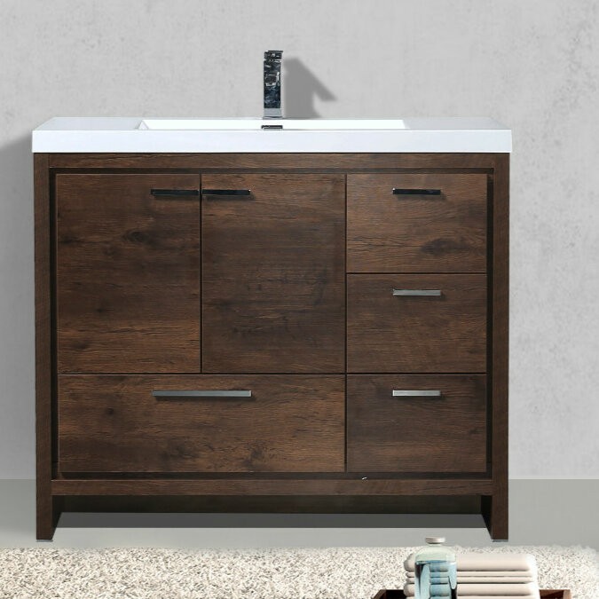Harger Free Standing Modern 42" Rectangular Single Bathroom Vanity Set