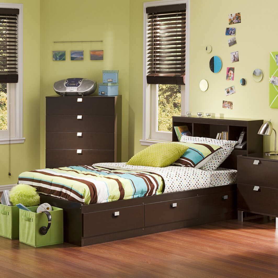 Headboard Less Captain Bed Twin size with Handles