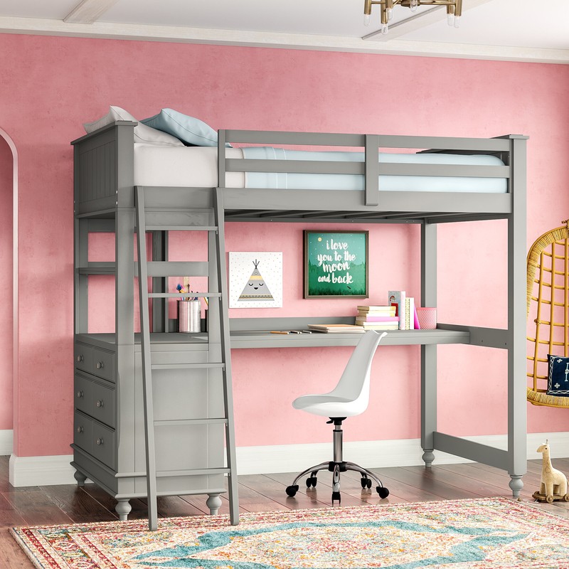 Hedgepeth Solid Wood Loft Bed with Built-in-Desk by Viv + Rae™