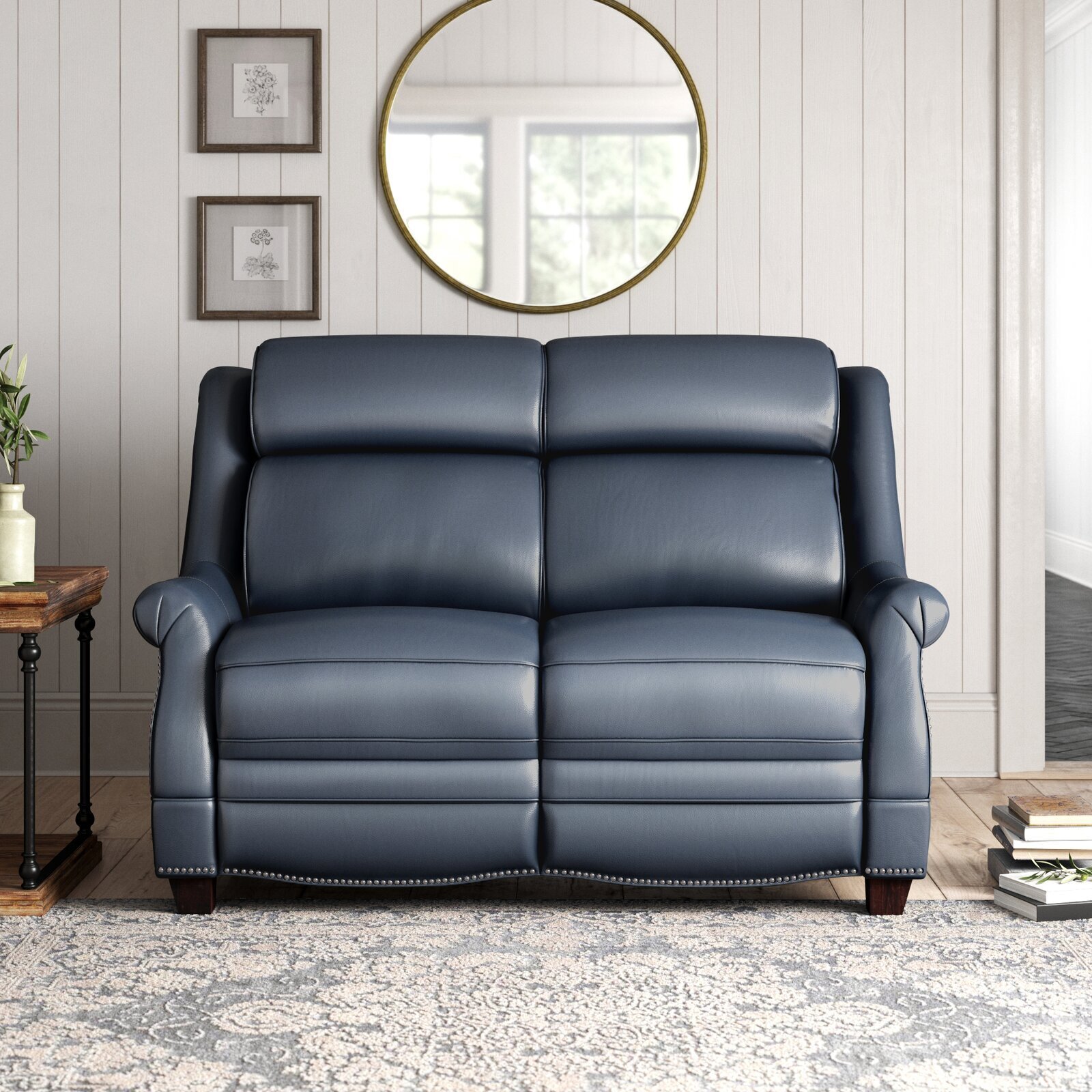 High back loveseat with reclining function