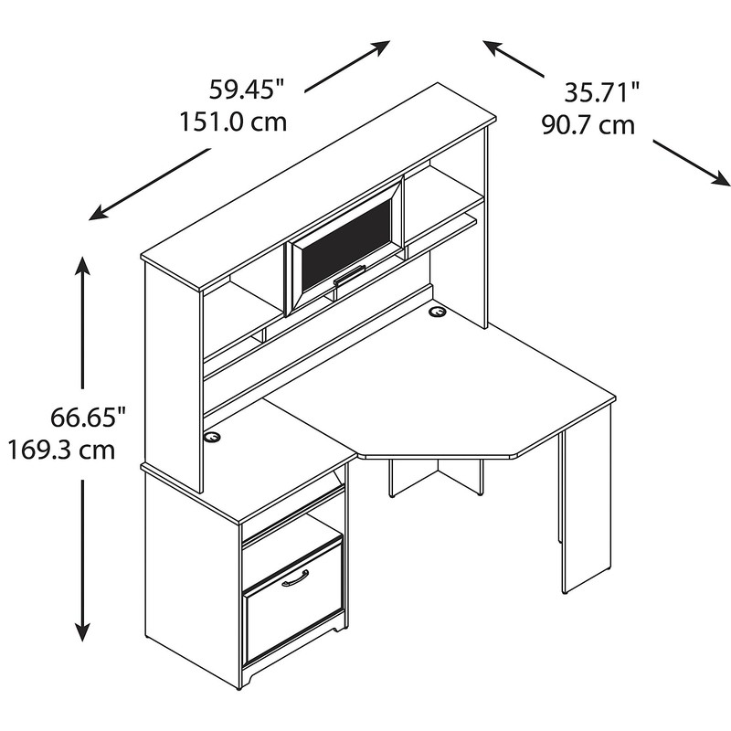 Hillsdale Reversible Corner Desk with Hutch