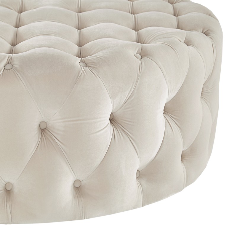 Huskins 41.73'' Wide Velvet Tufted Round Cocktail Ottoman