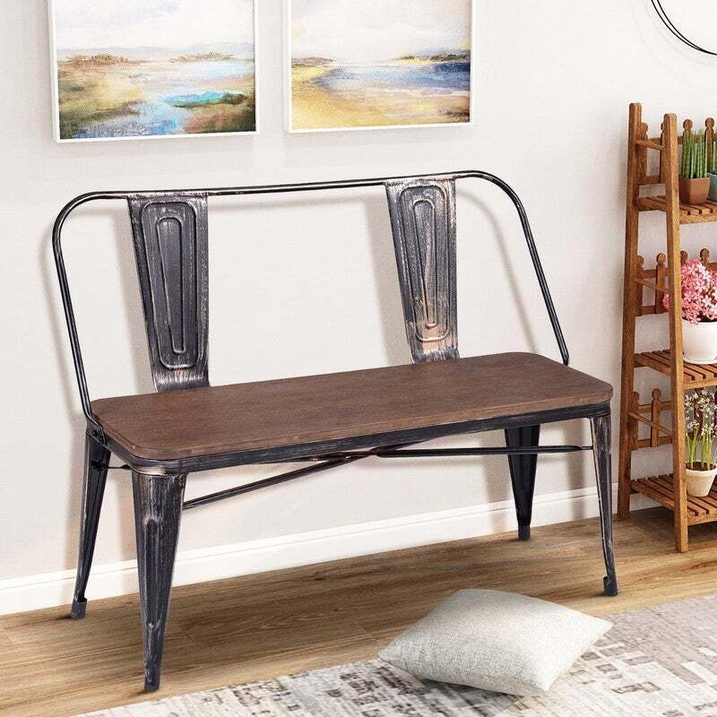 Industrial high back dining bench