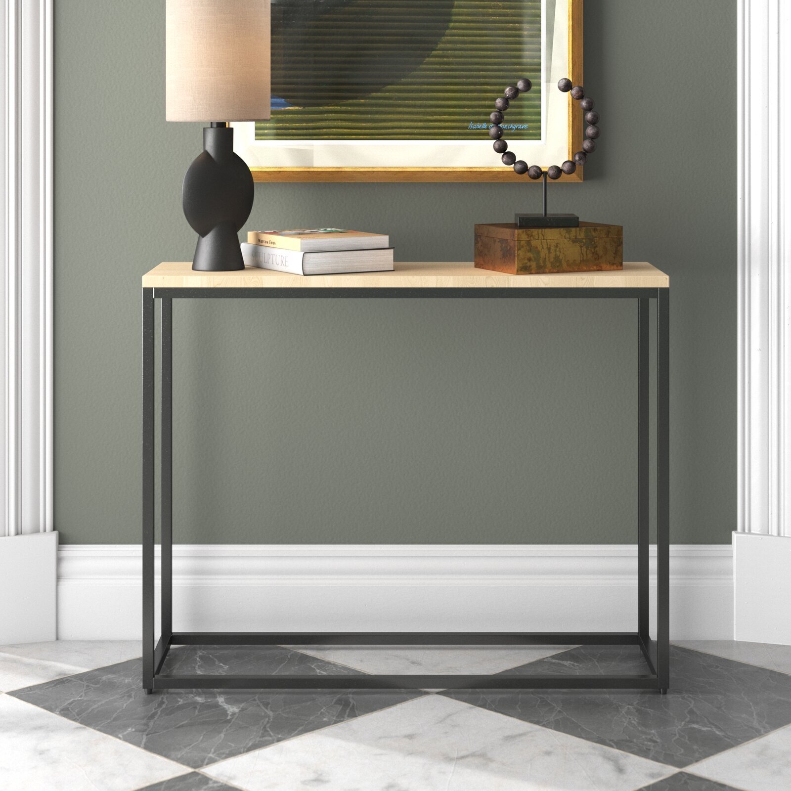 Industrial small console table for entryway 