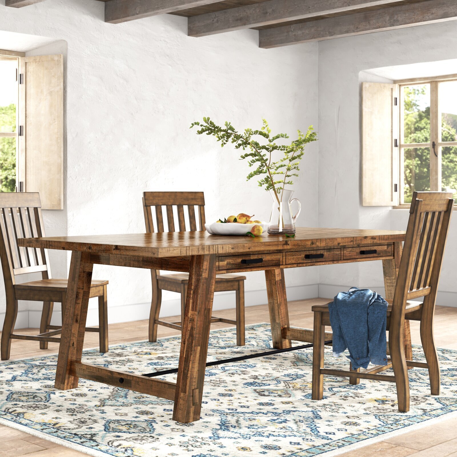 Industrial Style Distressed Dining Table 