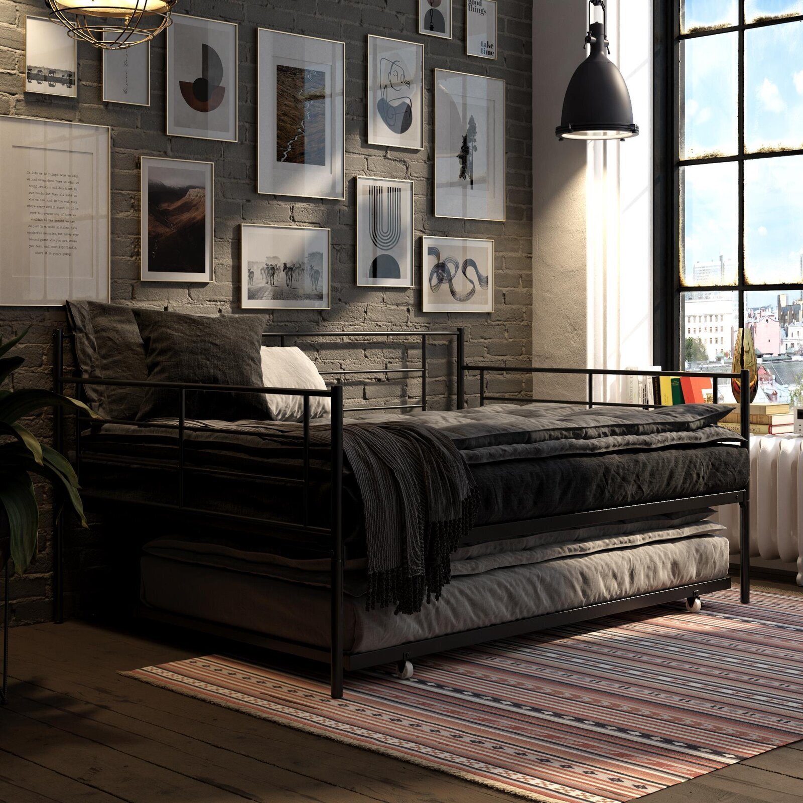 Industrial Style Full Daybed With Trundle 