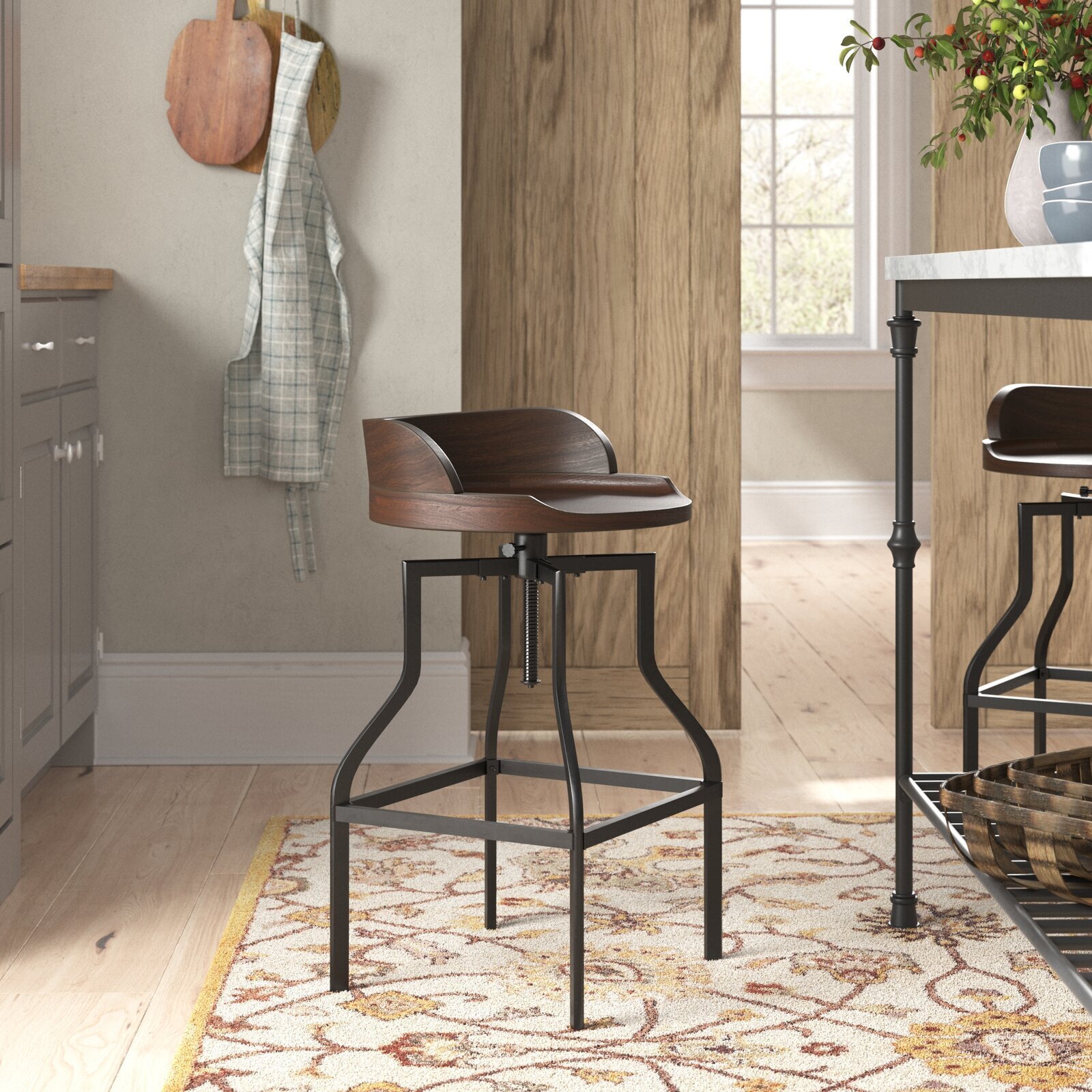 Industrial Style Low Back Bar Stool