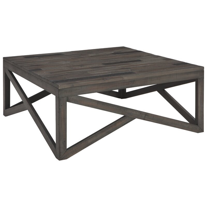 Industrial Wood Style Big Square Coffee Table 