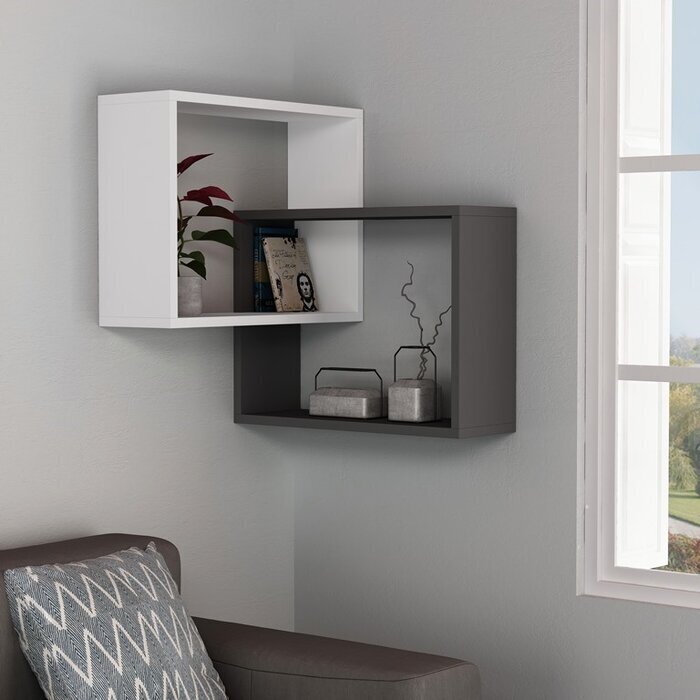 Intersecting modern corner shelves wall mounted