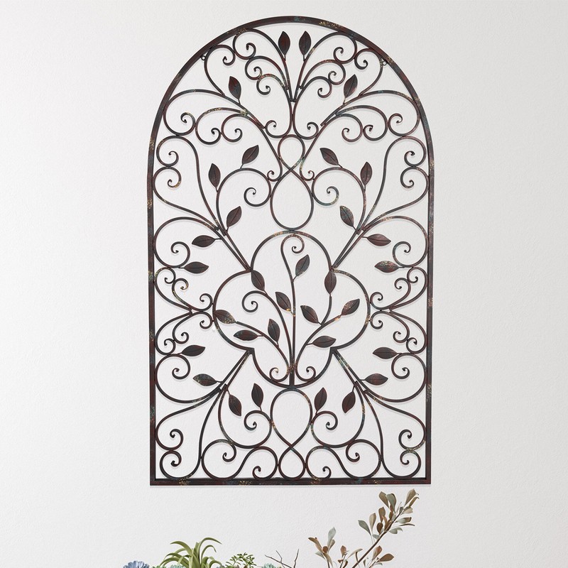 Iron Arched Window Panel Wall Décor