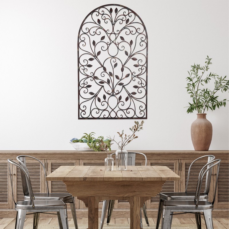 Iron Arched Window Panel Wall Décor