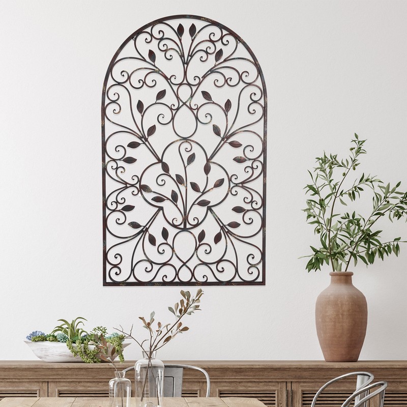 Iron Arched Window Panel Wall Décor