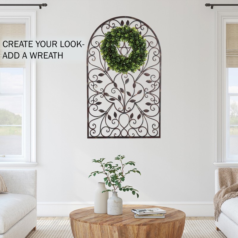 Iron Arched Window Panel Wall Décor