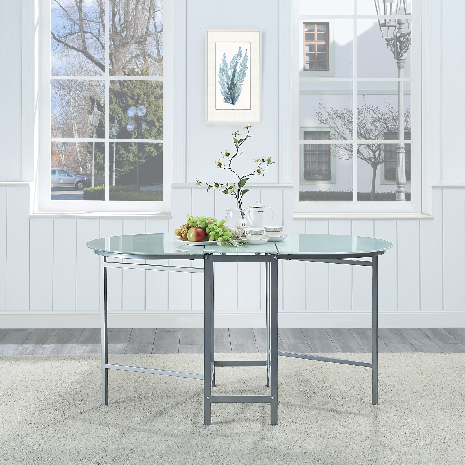 Iron folding table in an oval design