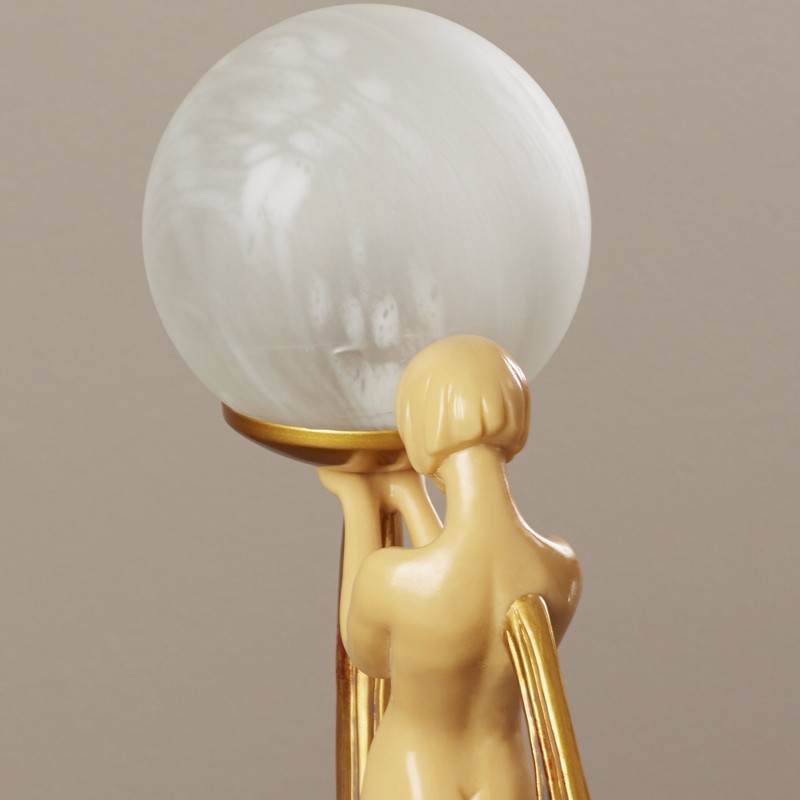 Ivory and Gold Art Deco Lighted Figurine