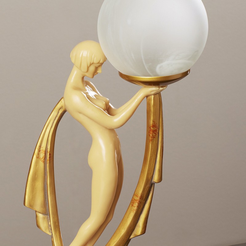 Ivory and Gold Art Deco Lighted Figurine