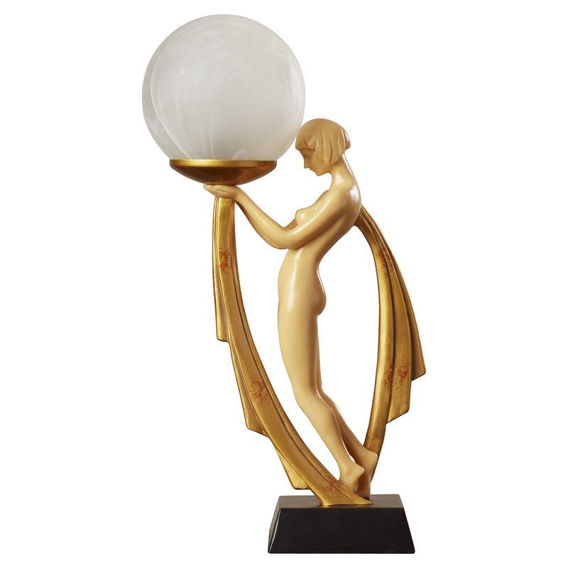 Ivory and Gold Art Deco Lighted Figurine