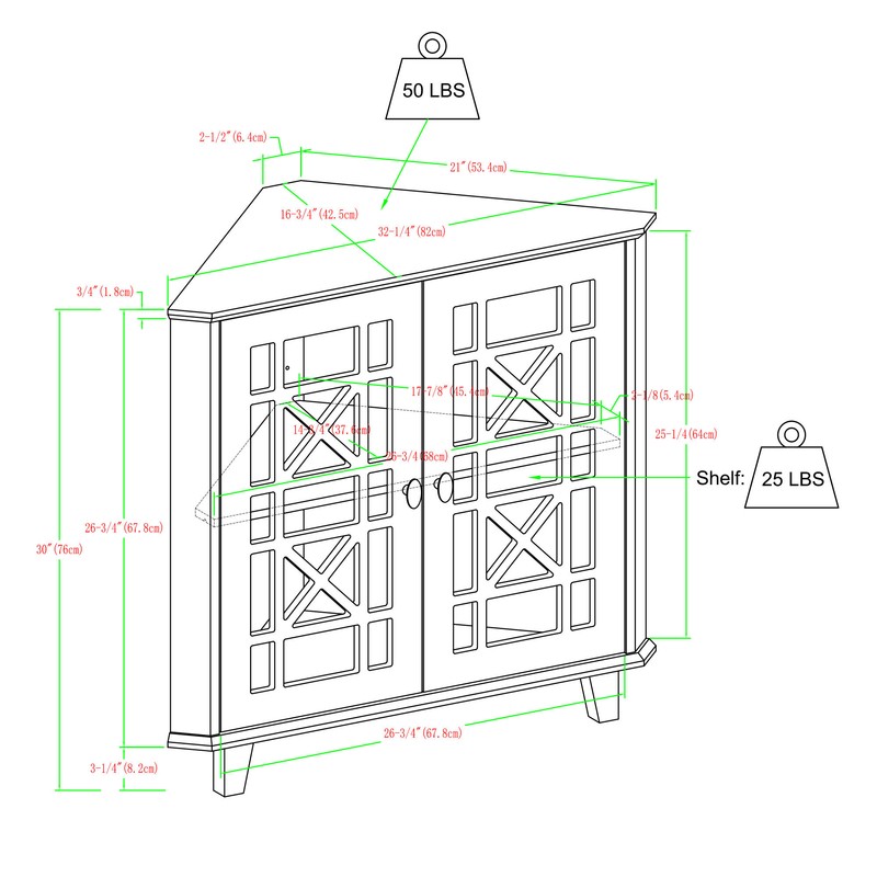 Jason 30'' Tall 2 - Door Corner Accent Cabinet
