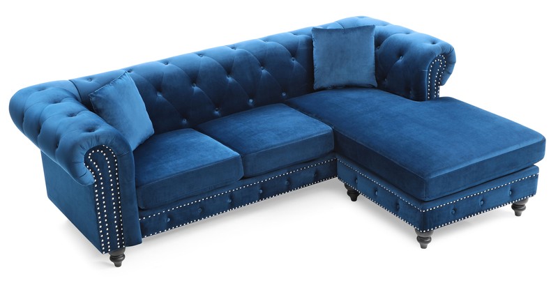 Jeanette 98" Wide Velvet Reversible Sofa & Chaise
