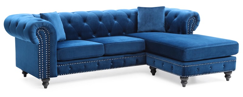 Jeanette 98" Wide Velvet Reversible Sofa & Chaise