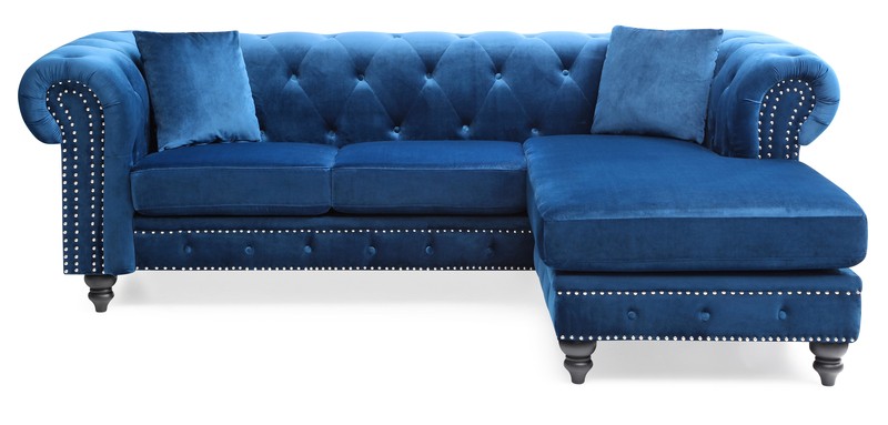 Jeanette 98" Wide Velvet Reversible Sofa & Chaise