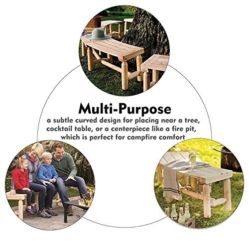 kdgarden Outdoor Wooden Curved Backless Bench Rustic Style 3ft Cedar/Fir Wood Log Fire Pit Bench for Patio Garden Deck and Backyard, 40" x 14", Natural Finish