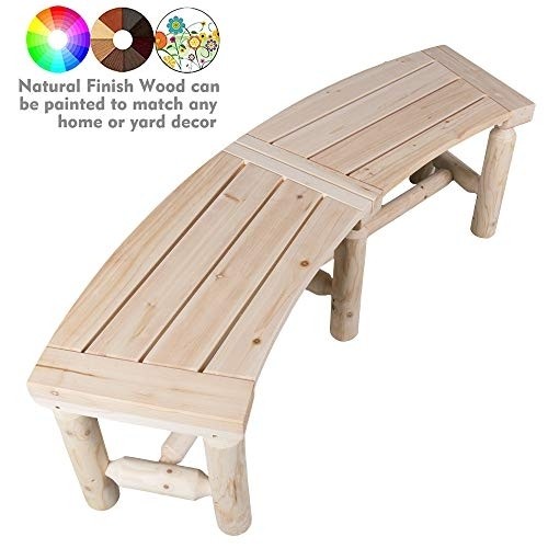 kdgarden Outdoor Wooden Curved Backless Bench Rustic Style 3ft Cedar/Fir Wood Log Fire Pit Bench for Patio Garden Deck and Backyard, 40" x 14", Natural Finish