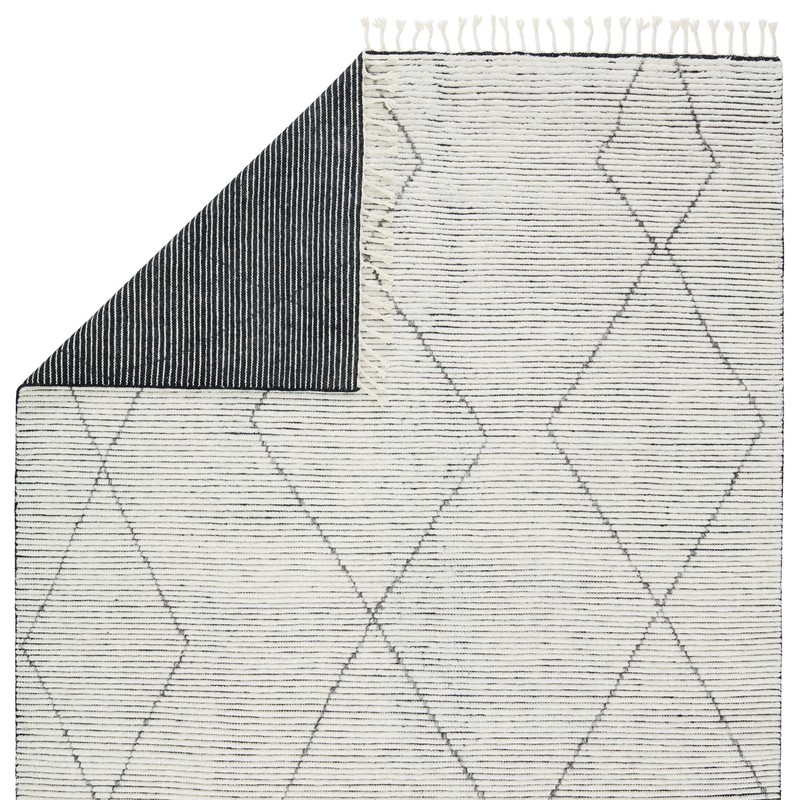 Kemble Geometric Hand-Knotted Wool Area Rug in Cream/Black