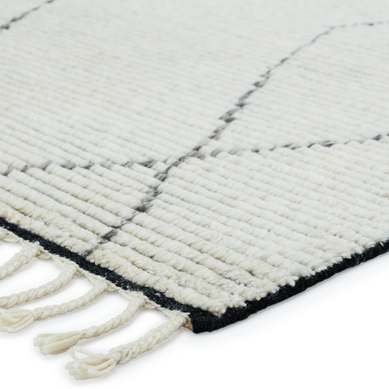 Kemble Geometric Hand-Knotted Wool Area Rug in Cream/Black