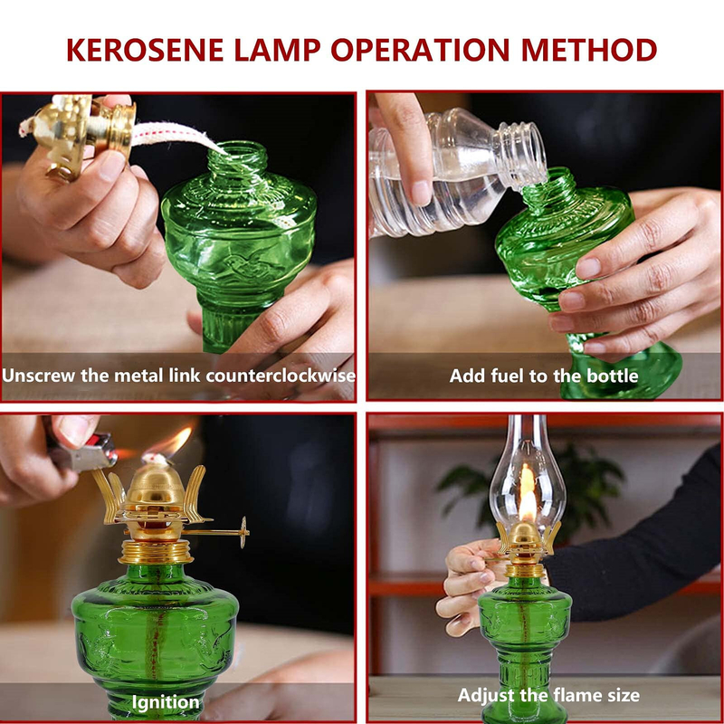 Kerosene Oil Lamp,1 Vintage Kerosene Lamp,1 Tweezers And 2 Wicks,Glass Hurricane Lantern For Indoor Lighting Decoration Outdoor Camping Use.3.34×12.99 Inch (Width×Height)