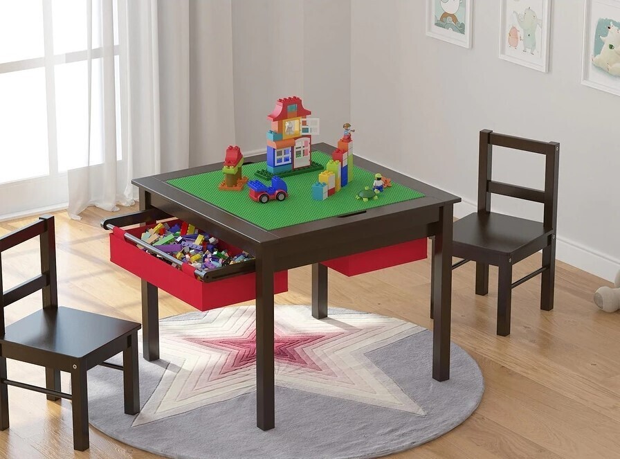 Kids Activity Lego Table Set With Storage