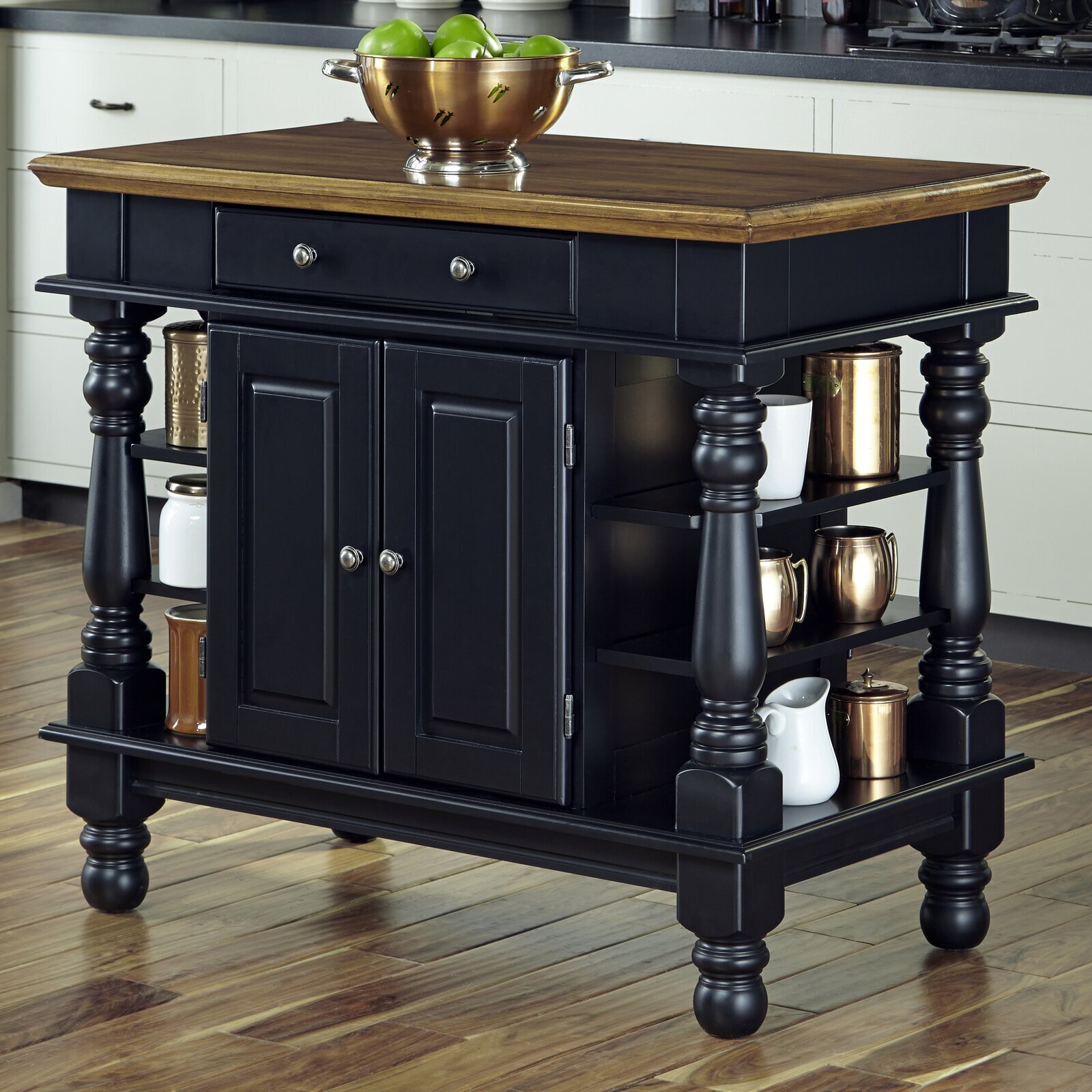 Kitchen island with solid wood top