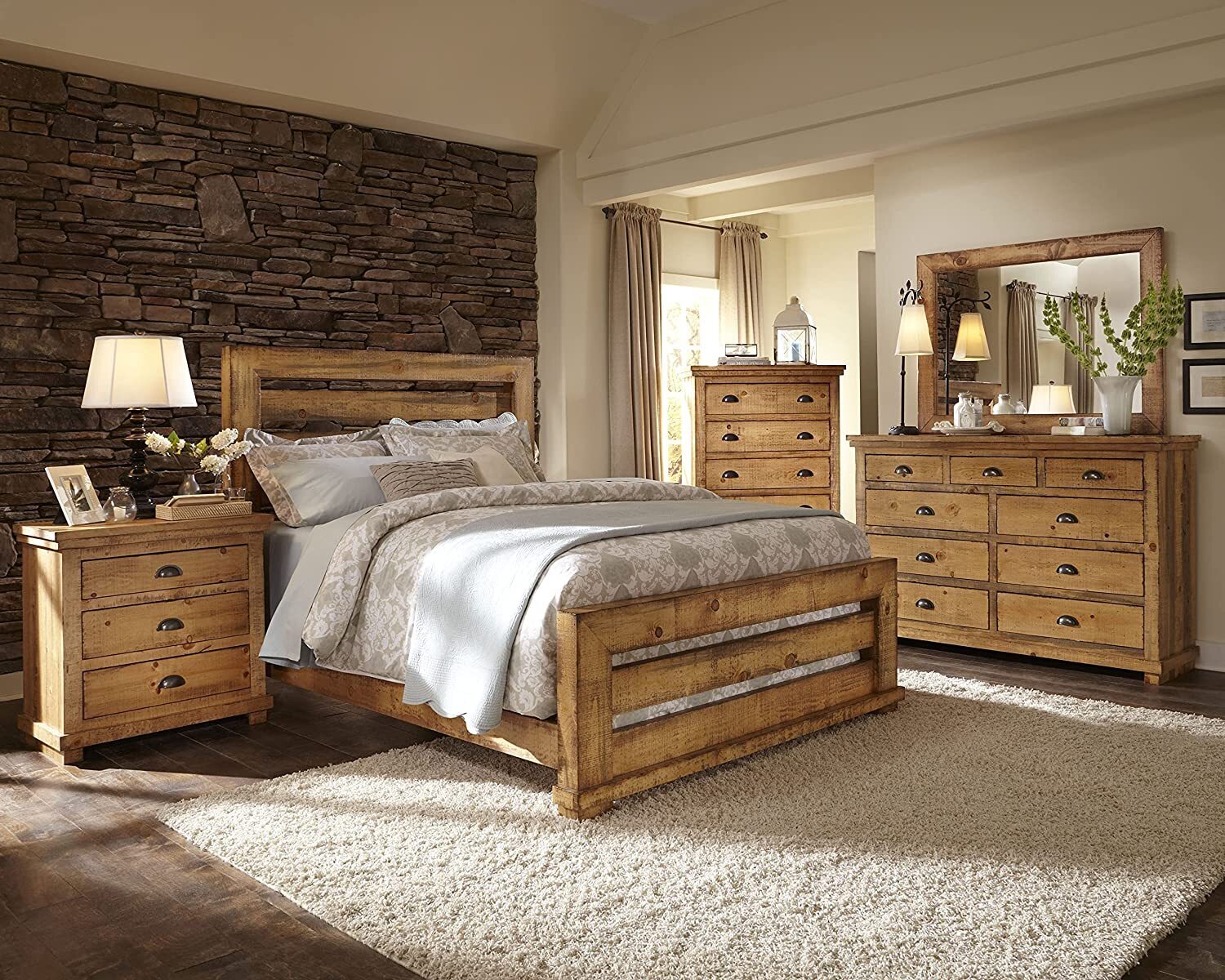 Knotty Pine King Bed Frame
