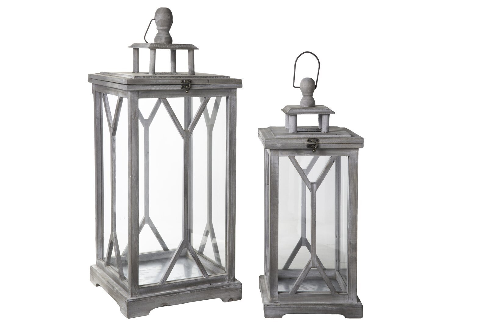 Lantern Style Large Wooden Candle Holders