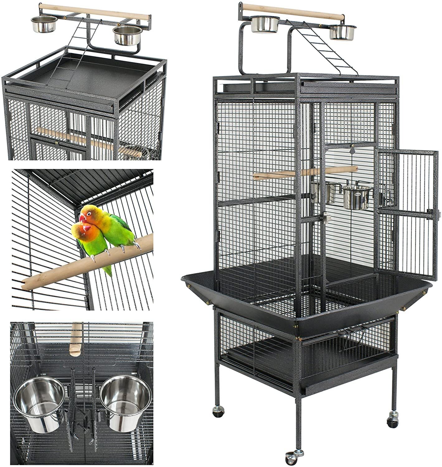 Large Bird Cage on Rolling Stand 