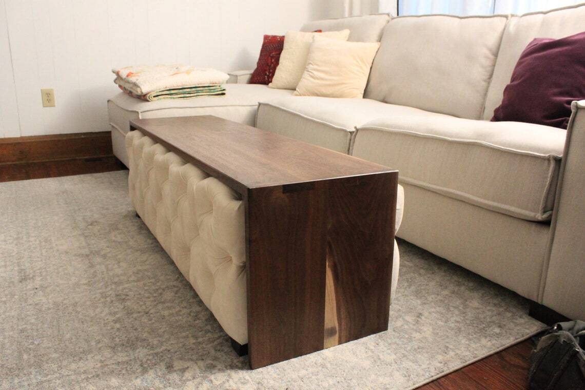 Large Fabric Ottoman Under Coffee Table