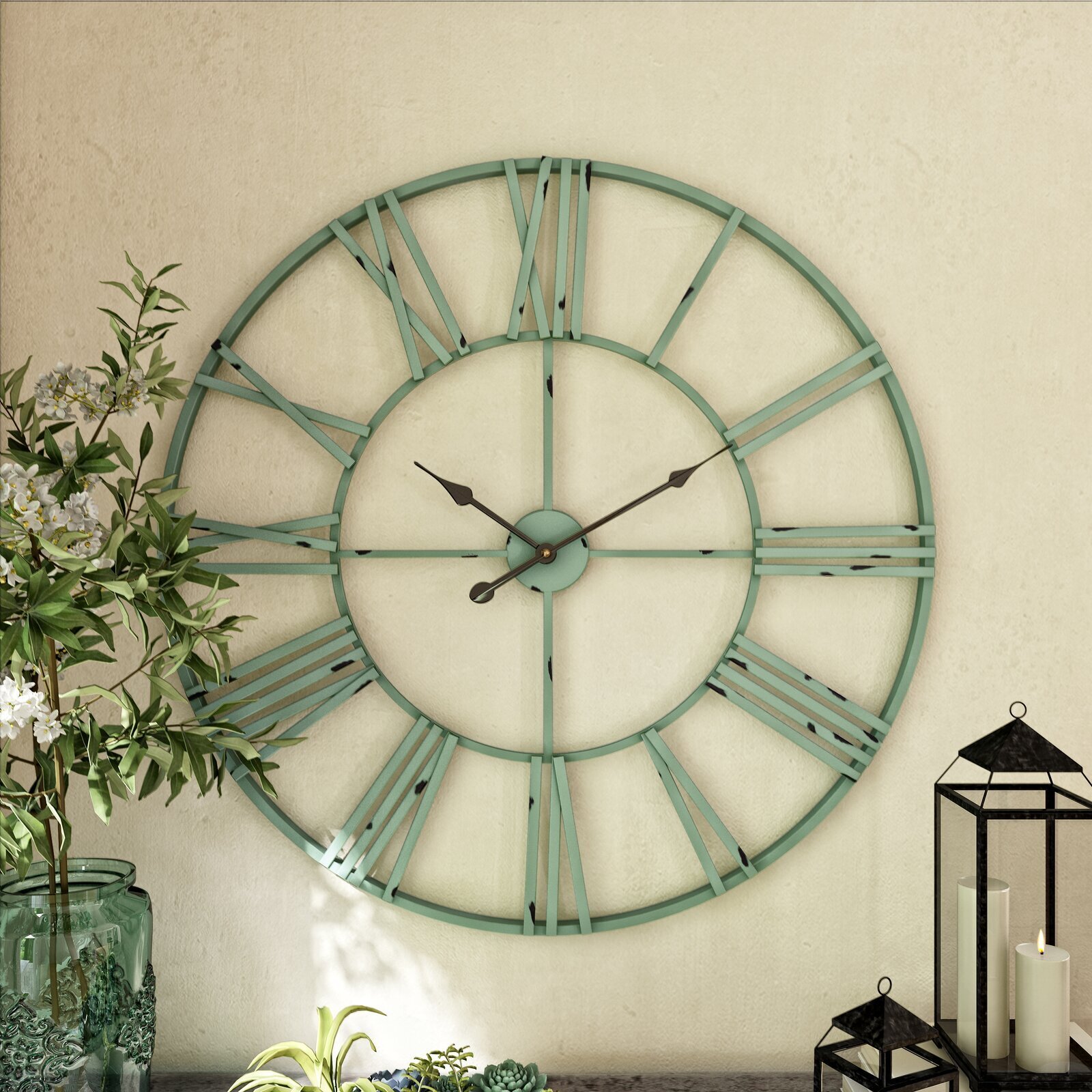 Large green wall clock