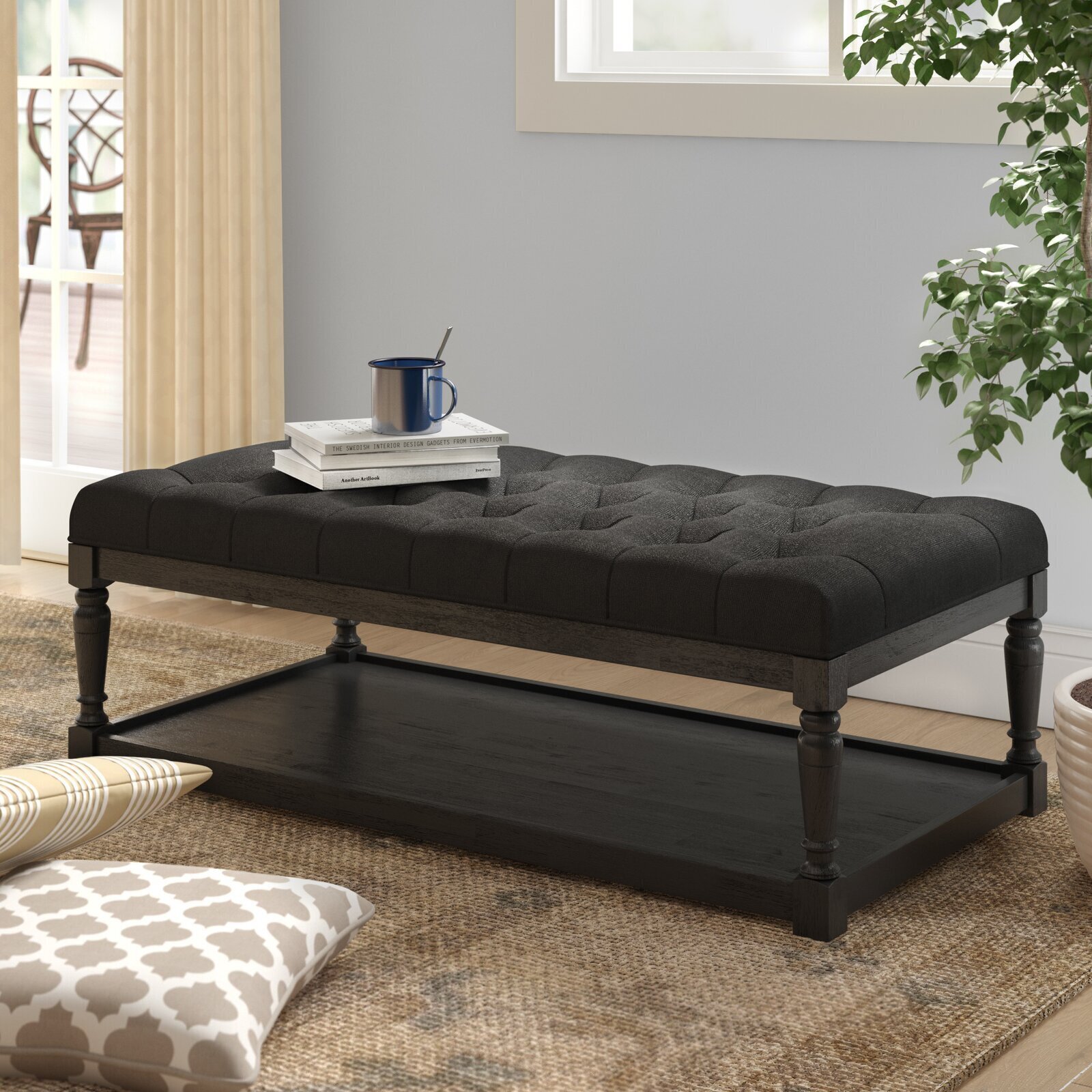 Large king size bench with a shelf