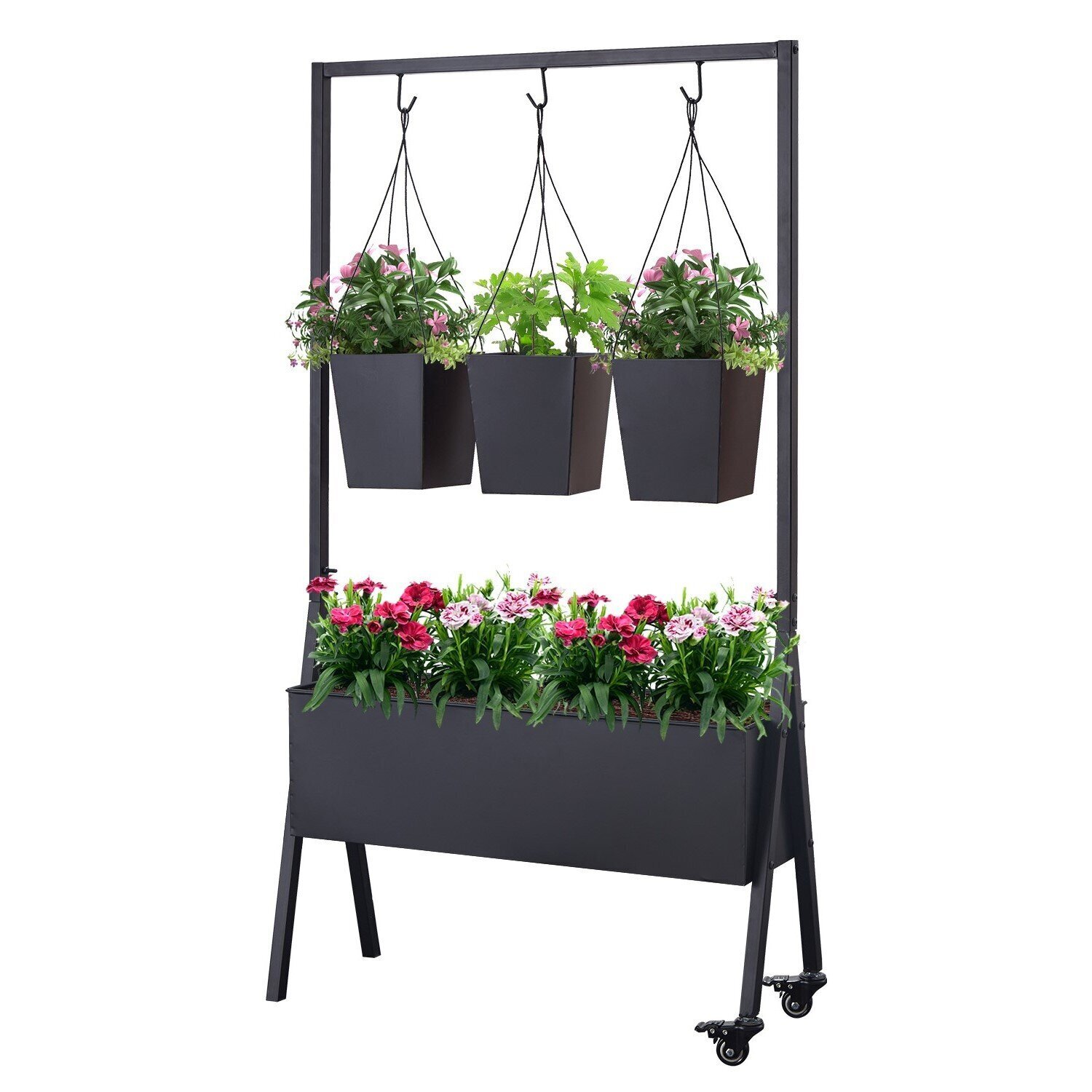 Large Metal Planter Box with Hooks