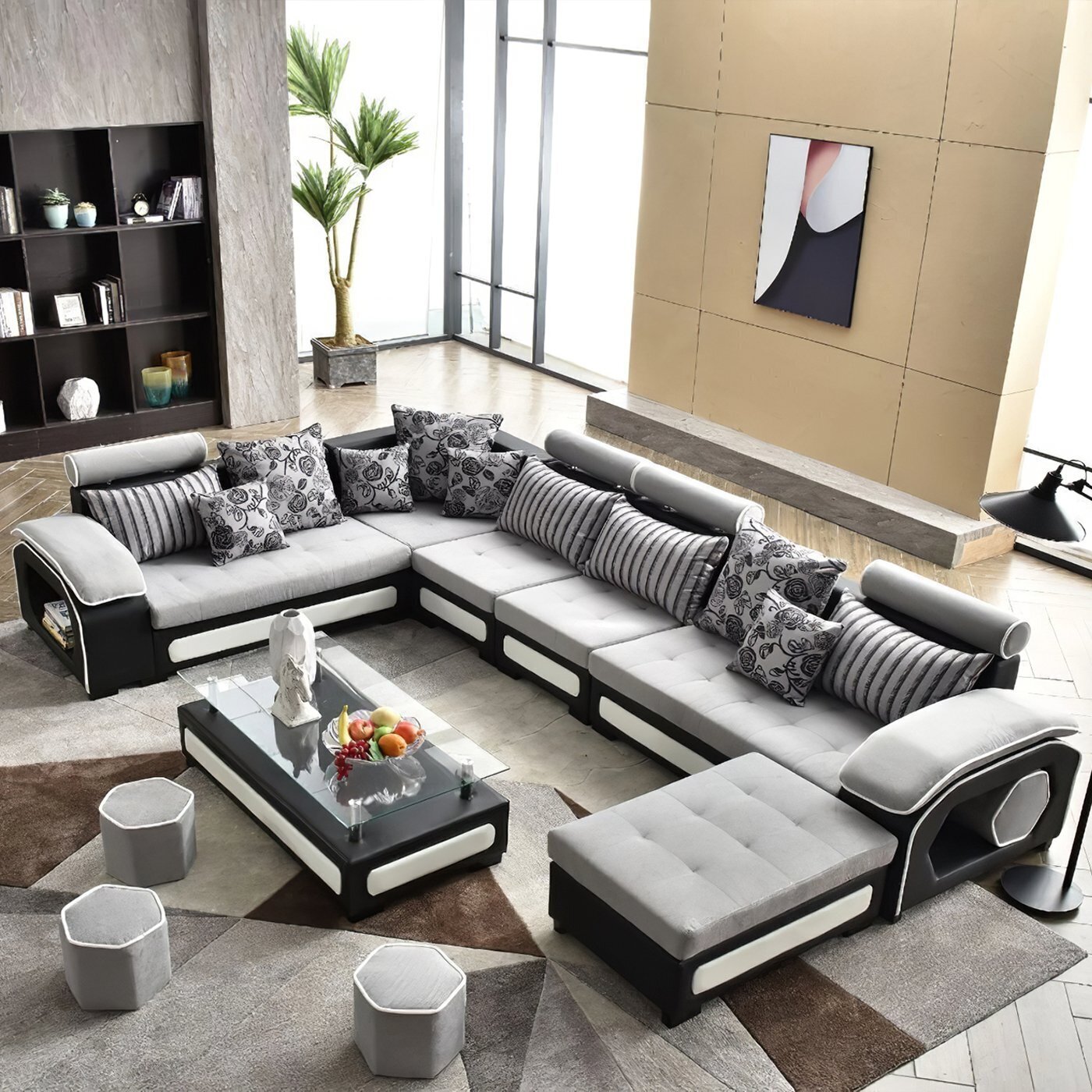 Large Reversible Modern Sectional Sofa 